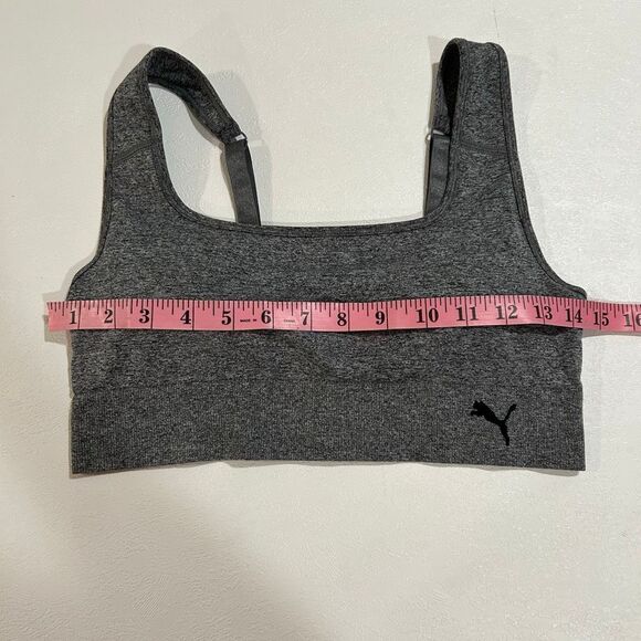 PUMA Gray Seamless Sports Bra Women’s Large Stretchy Comfort Fit - Picture 4 of 5